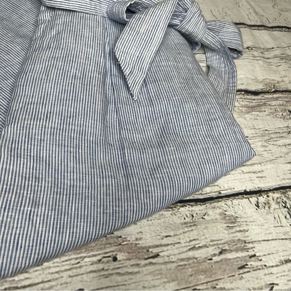 J. CREW Blue Striped Tie Waist Linen Jumpsuit Size 2 - Picture 10 of 12